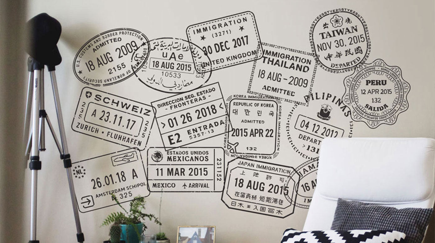 Passport Stamp Decals | Travel Decor Gifts | Conquest Maps