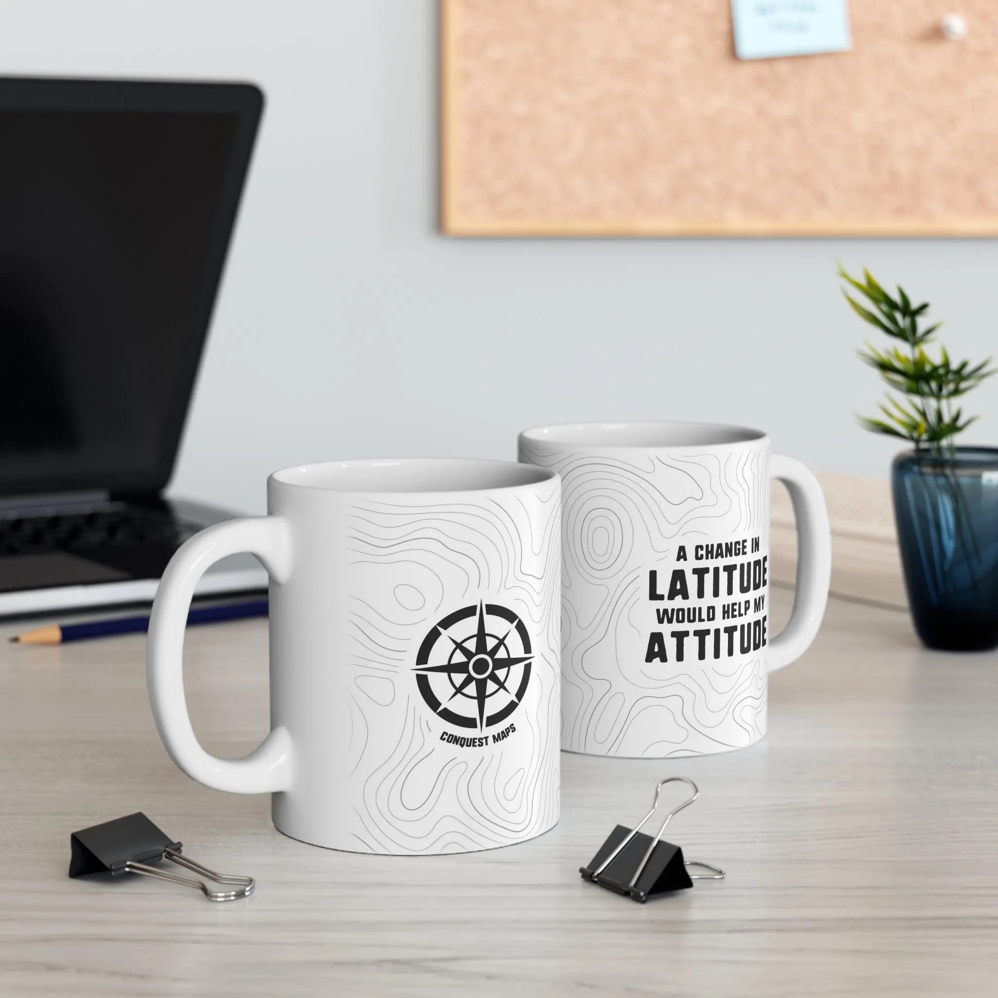 "A Change In Latitude" Travel Quote Coffee Mug Printify