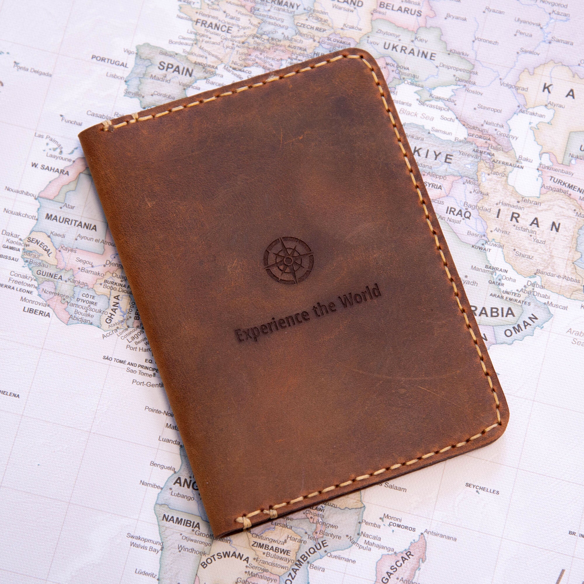 Leather Passport Cover Wallet - Experience the World