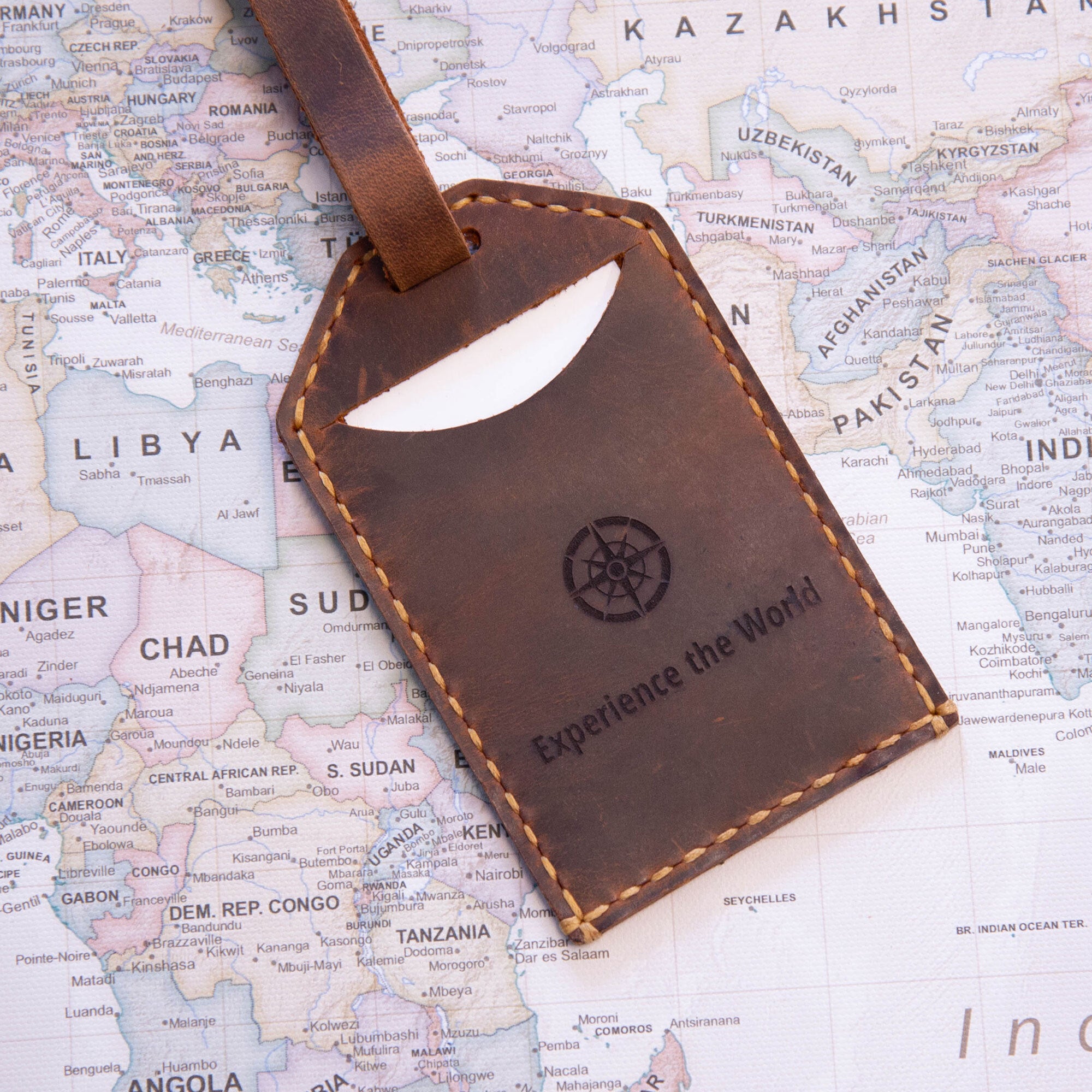 Leather Luggage Tags - Experience the World