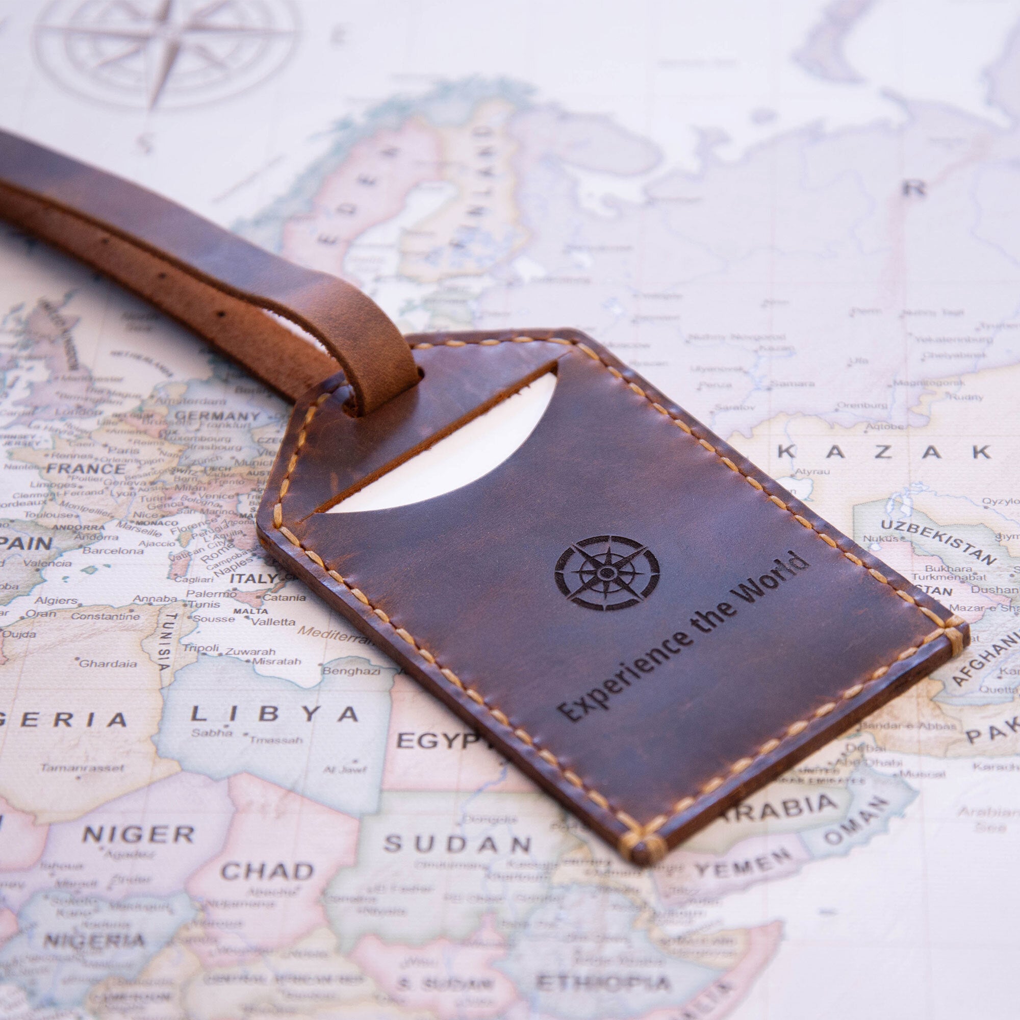 Leather Luggage Tags - Experience the World