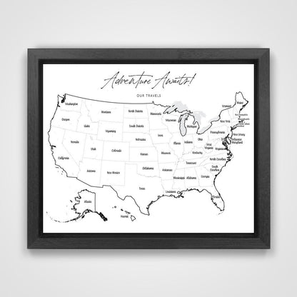 Push Pin Mini USA Map - Fine Line Series CM Pin Board