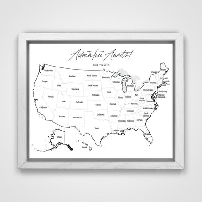 Push Pin Mini USA Map - Fine Line Series CM Pin Board