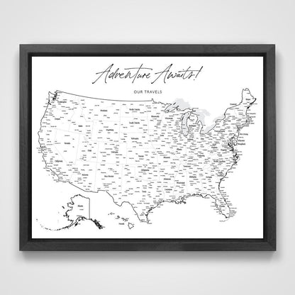 Push Pin Mini USA Map - Fine Line Series CM Pin Board