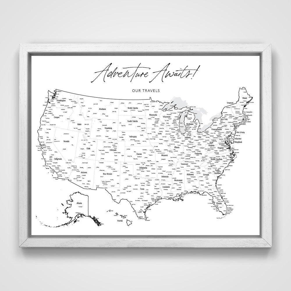 Push Pin Mini USA Map - Fine Line Series CM Pin Board