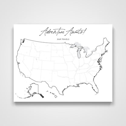 Push Pin Mini USA Map - Fine Line Series CM Pin Board