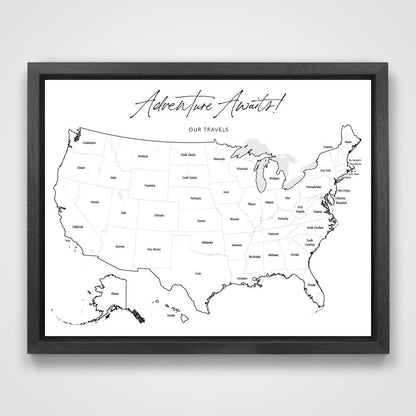 Push Pin Mini USA Map - Fine Line Series CM Pin Board