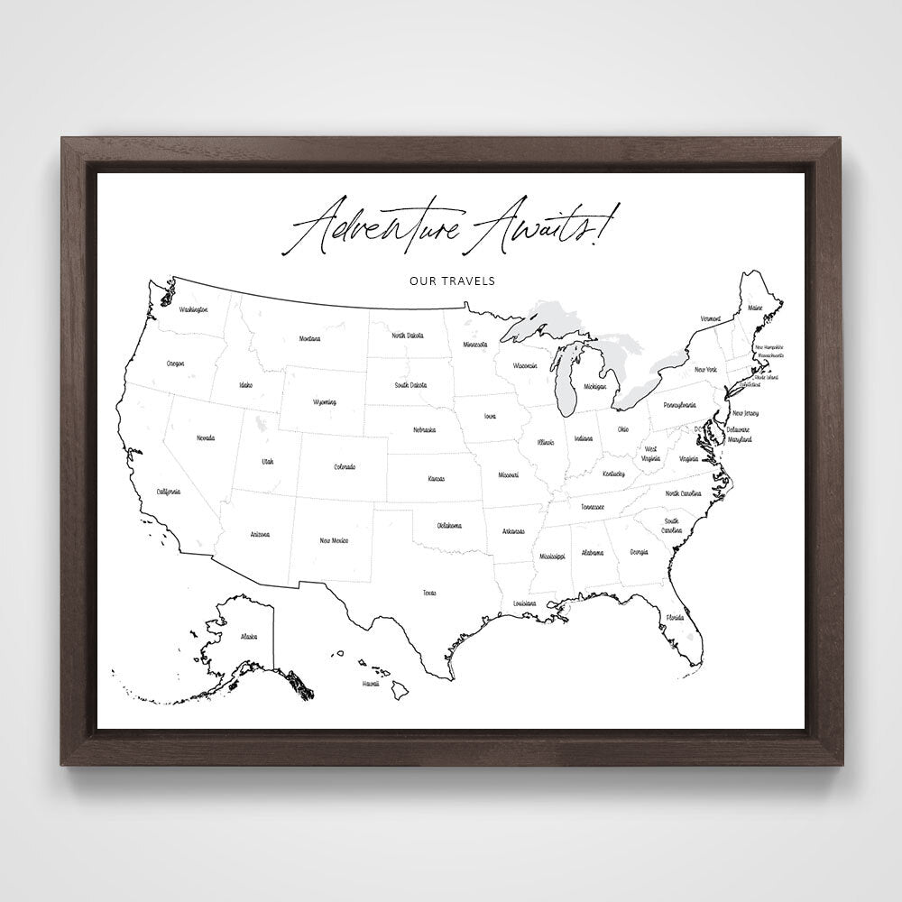 Push Pin Mini USA Map - Fine Line Series CM Pin Board