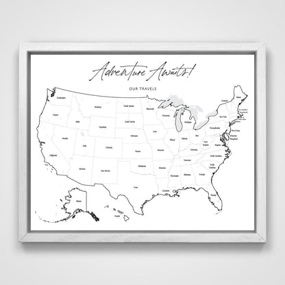 Push Pin Mini USA Map - Fine Line Series CM Pin Board