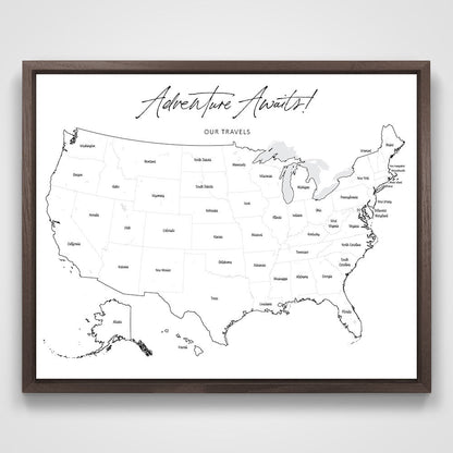 Push Pin Mini USA Map - Fine Line Series CM Pin Board