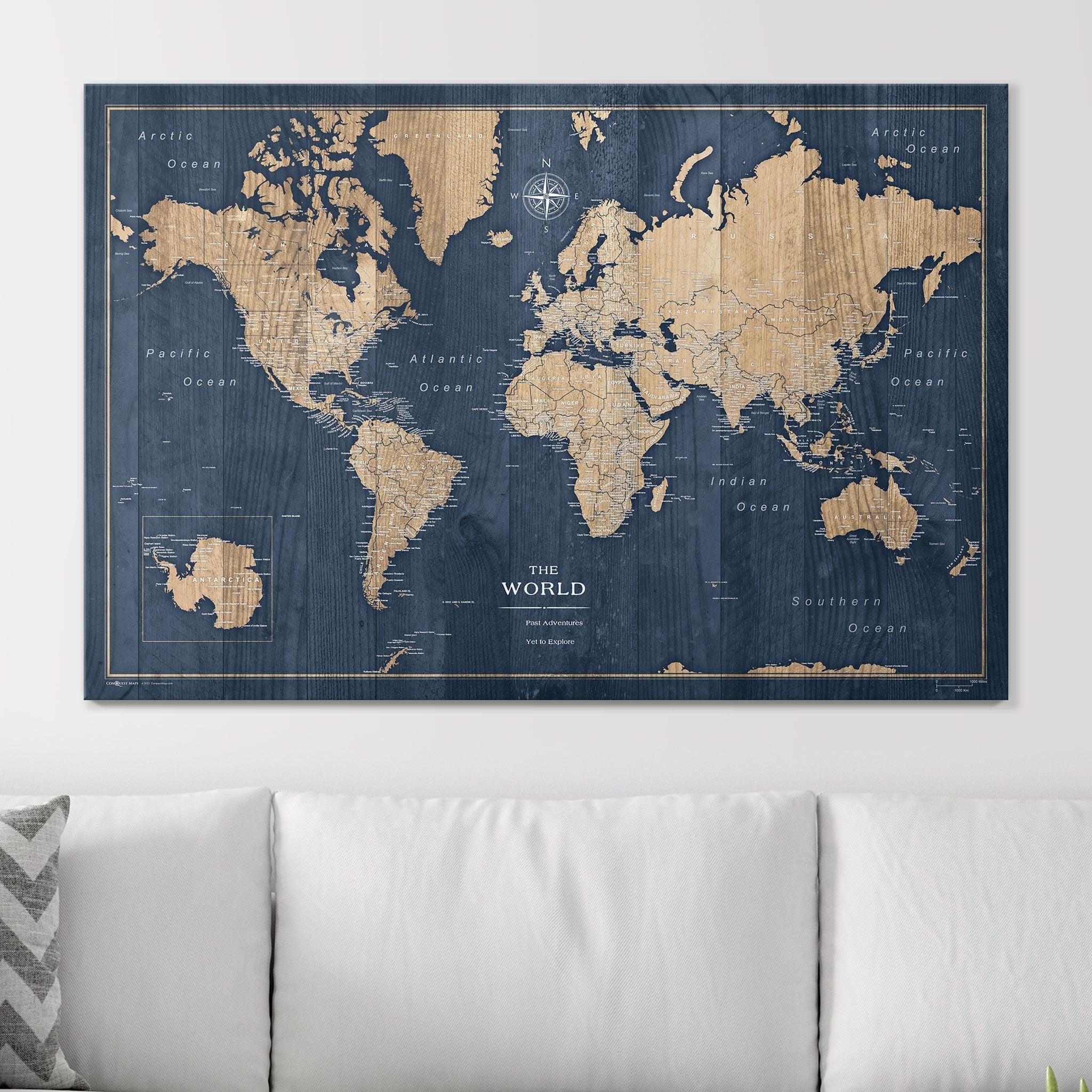 Deep-Sea Drift - Push Pin World Map Pin Board - Overstock Sale! CM Pin Board