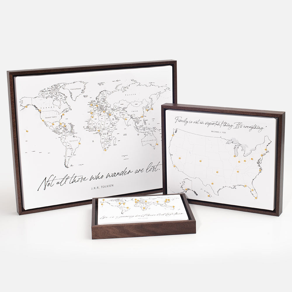 Push Pin Mini World Map - Fine Line Series CM Pin Board