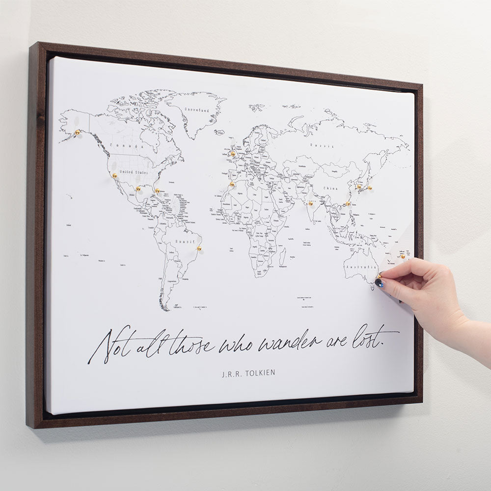 Push Pin Mini World Map - Fine Line Series CM Pin Board