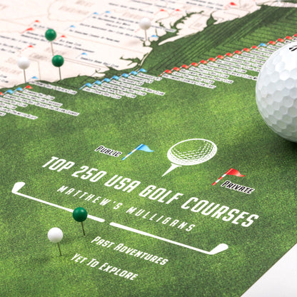 Push Pin USA Golf Map (Pin Board)