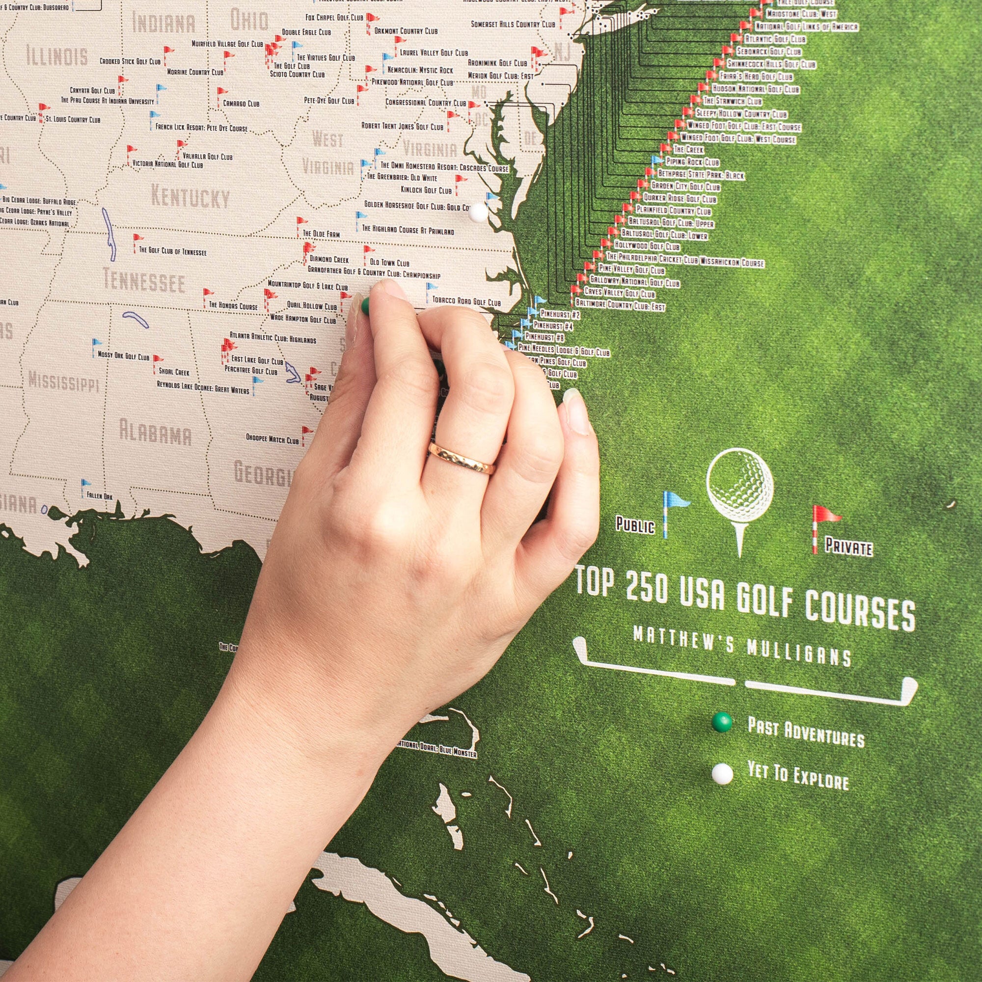 Push Pin USA Golf Map (Pin Board)