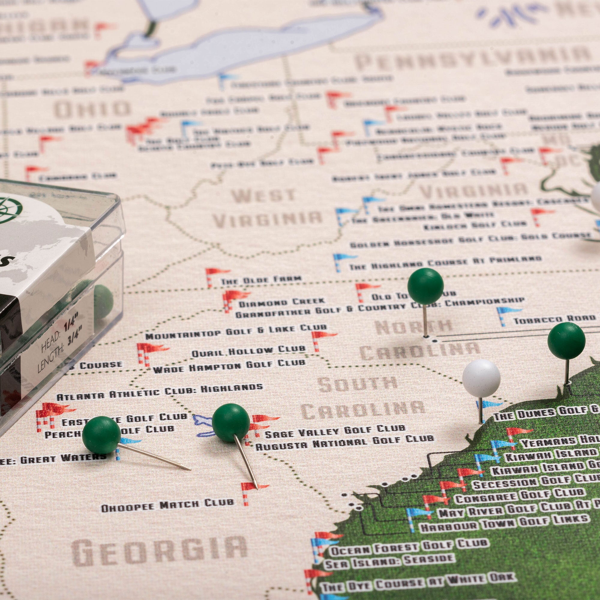 Push Pin USA Golf Map (Pin Board)