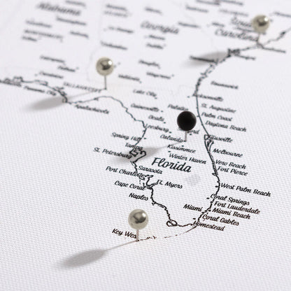 Push Pin Mini World Map - Fine Line Series