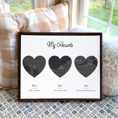 Mother’s Day Multi-Heart Map Art