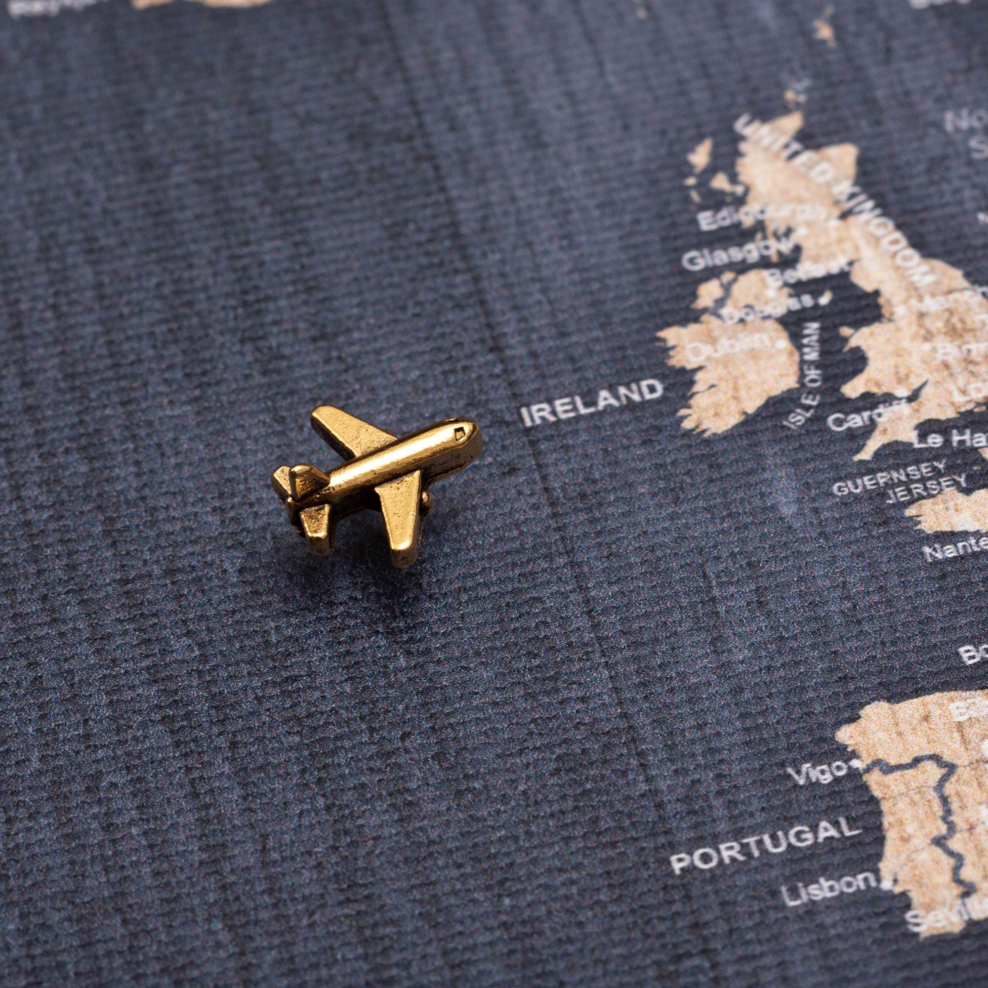 Gold Plane Map Push Pin Conquest Maps LLC