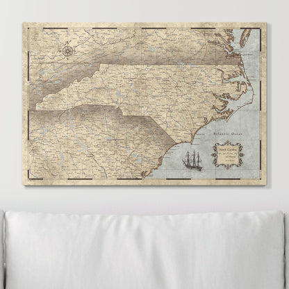 Push Pin North Carolina Map (Pin Board) - Rustic Vintage CM Pin Board