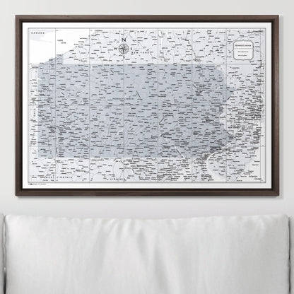 Push Pin Pennsylvania Map (Pin Board) - Light Gray Color Splash CM Pin Board