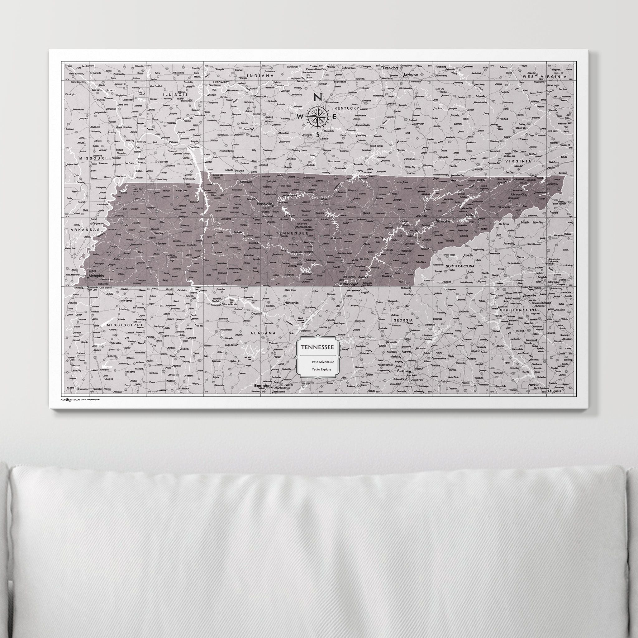 Push Pin Tennessee Map (Pin Board) - Dark Brown Color Splash CM Pin Board