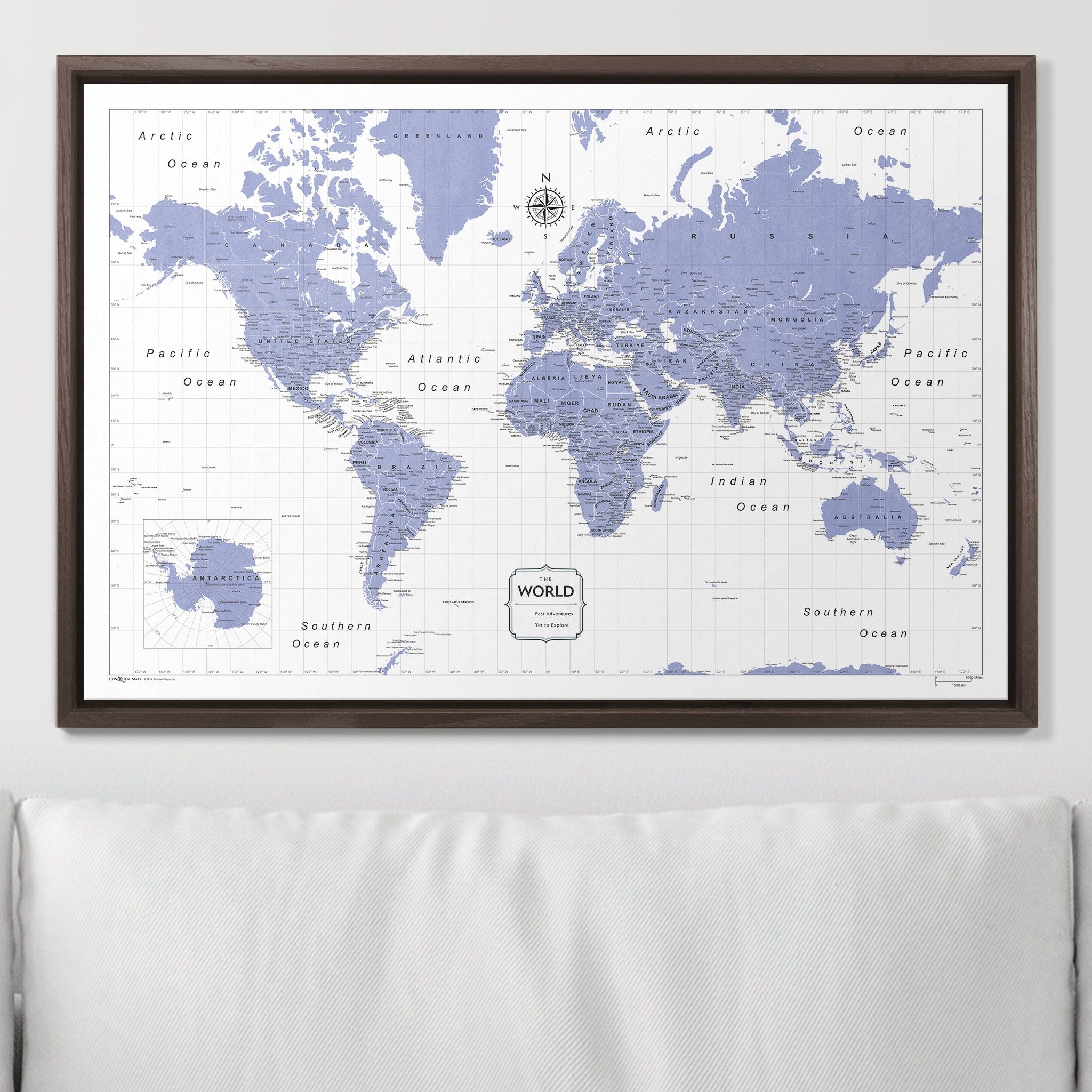 Push Pin World Map (Pin Board) - Purple Color Splash CM Pin Board