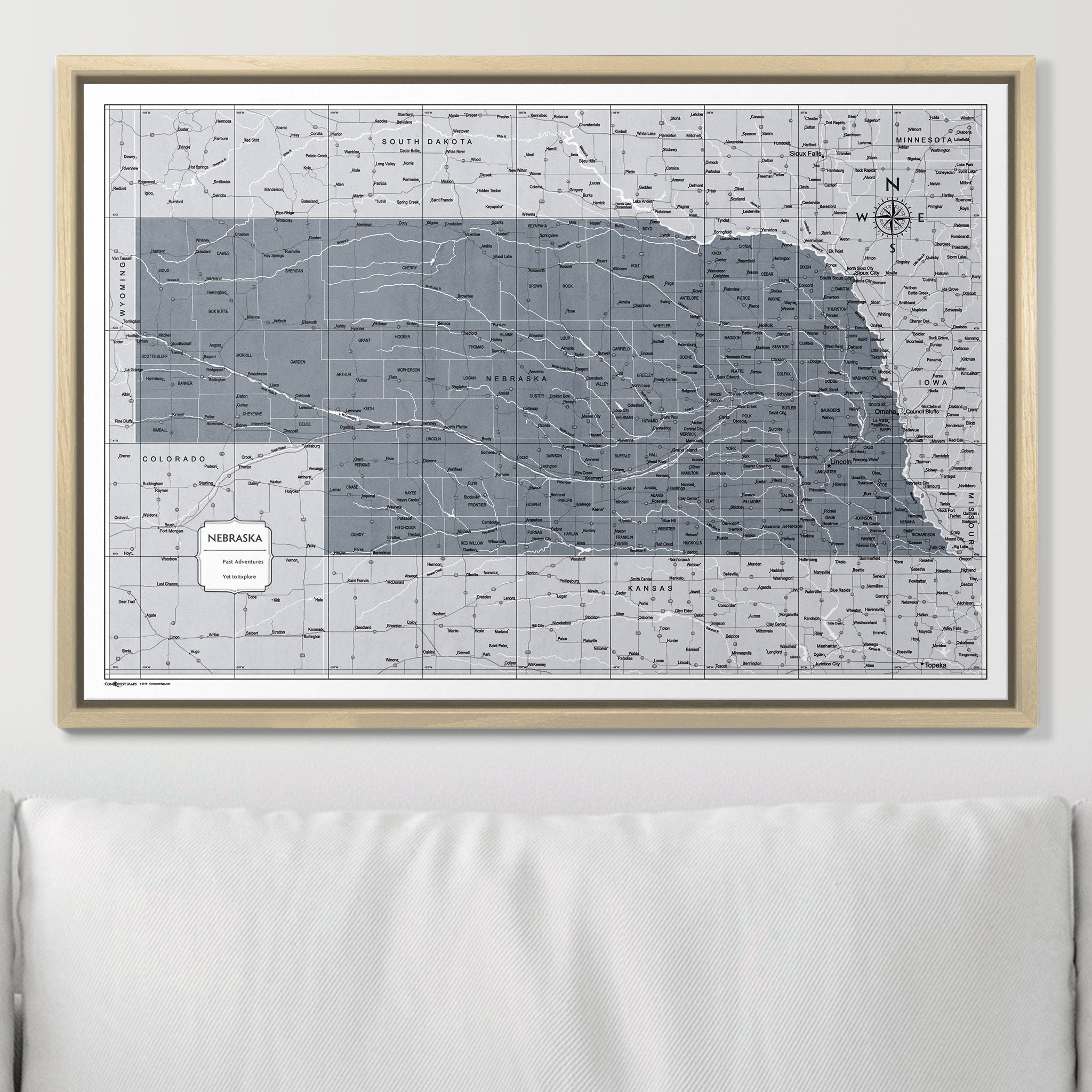 Push Pin Nebraska Map (Pin Board) - Dark Gray Color Splash CM Pin Board