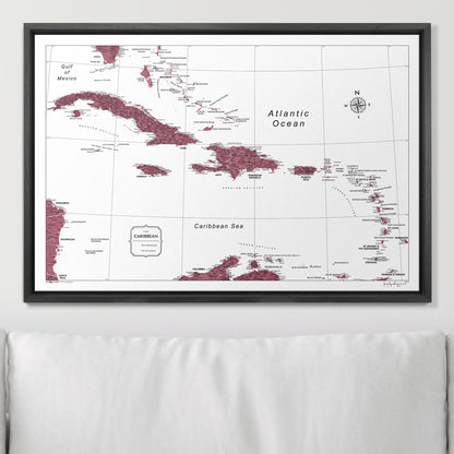 Push Pin Caribbean Map (Pin Board) - Burgundy Color Splash CM Pin Board