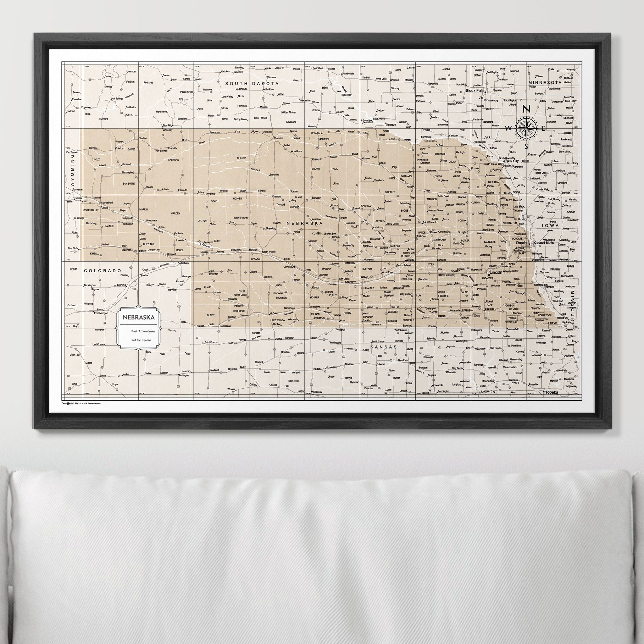 Push Pin Nebraska Map (Pin Board) - Light Brown Color Splash CM Pin Board