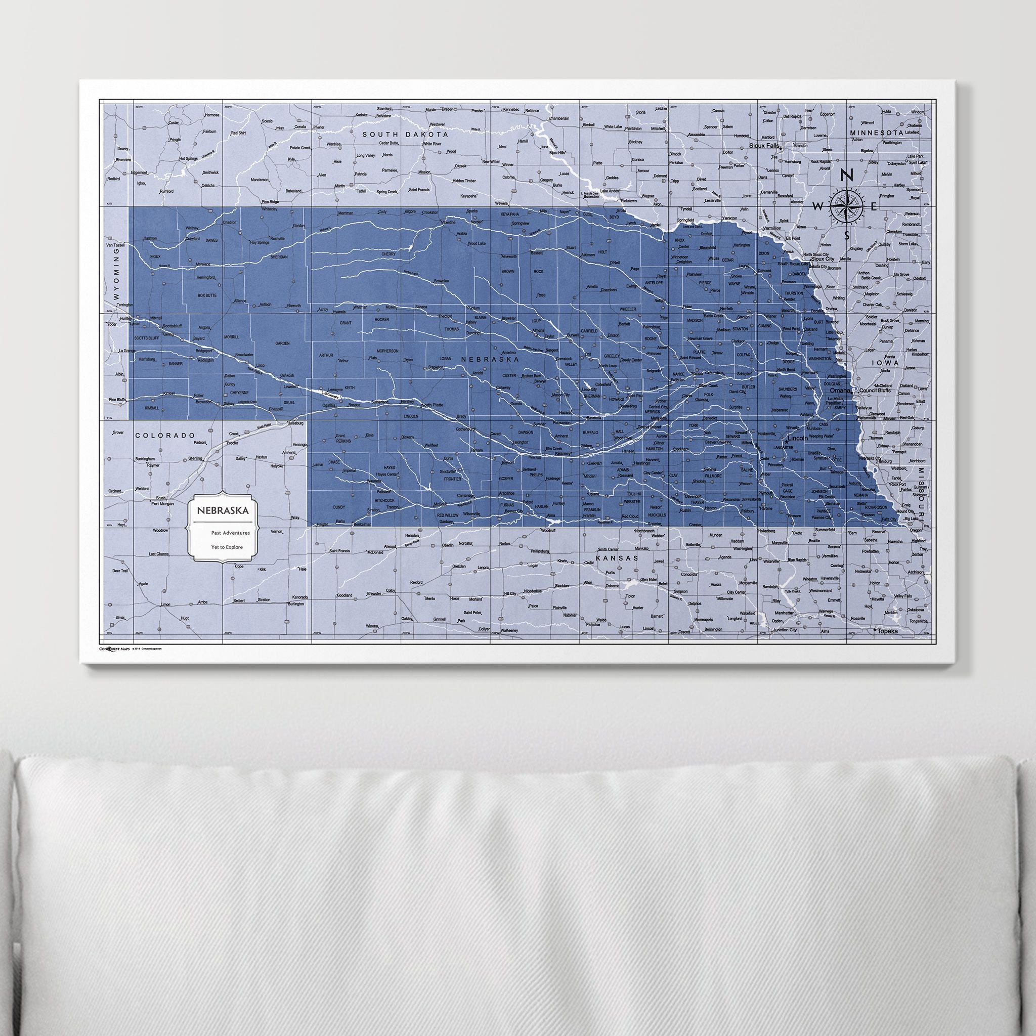 Push Pin Nebraska Map (Pin Board) - Navy Color Splash CM Pin Board