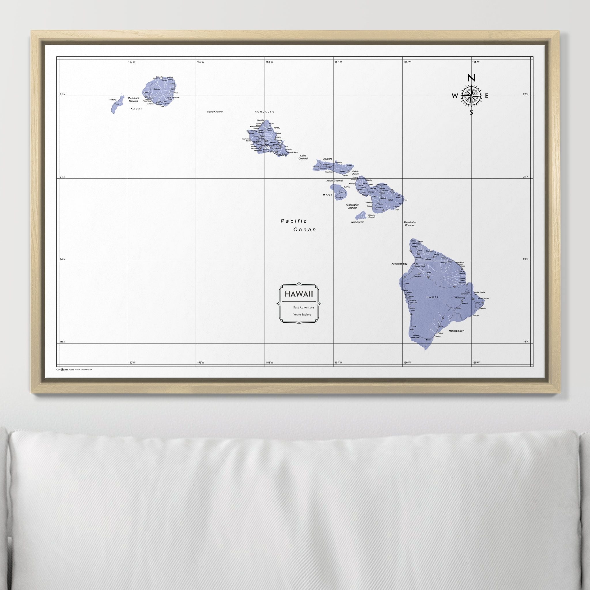 Push Pin Hawaii Map (Pin Board) - Purple Color Splash CM Pin Board