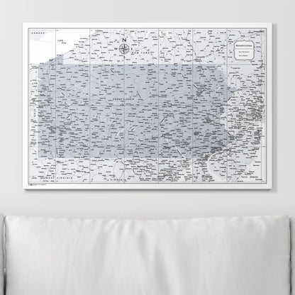 Push Pin Pennsylvania Map (Pin Board) - Light Gray Color Splash CM Pin Board