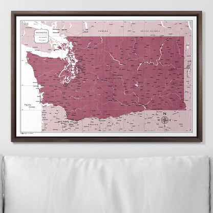 Push Pin Washington Map (Pin Board) - Burgundy Color Splash CM Pin Board