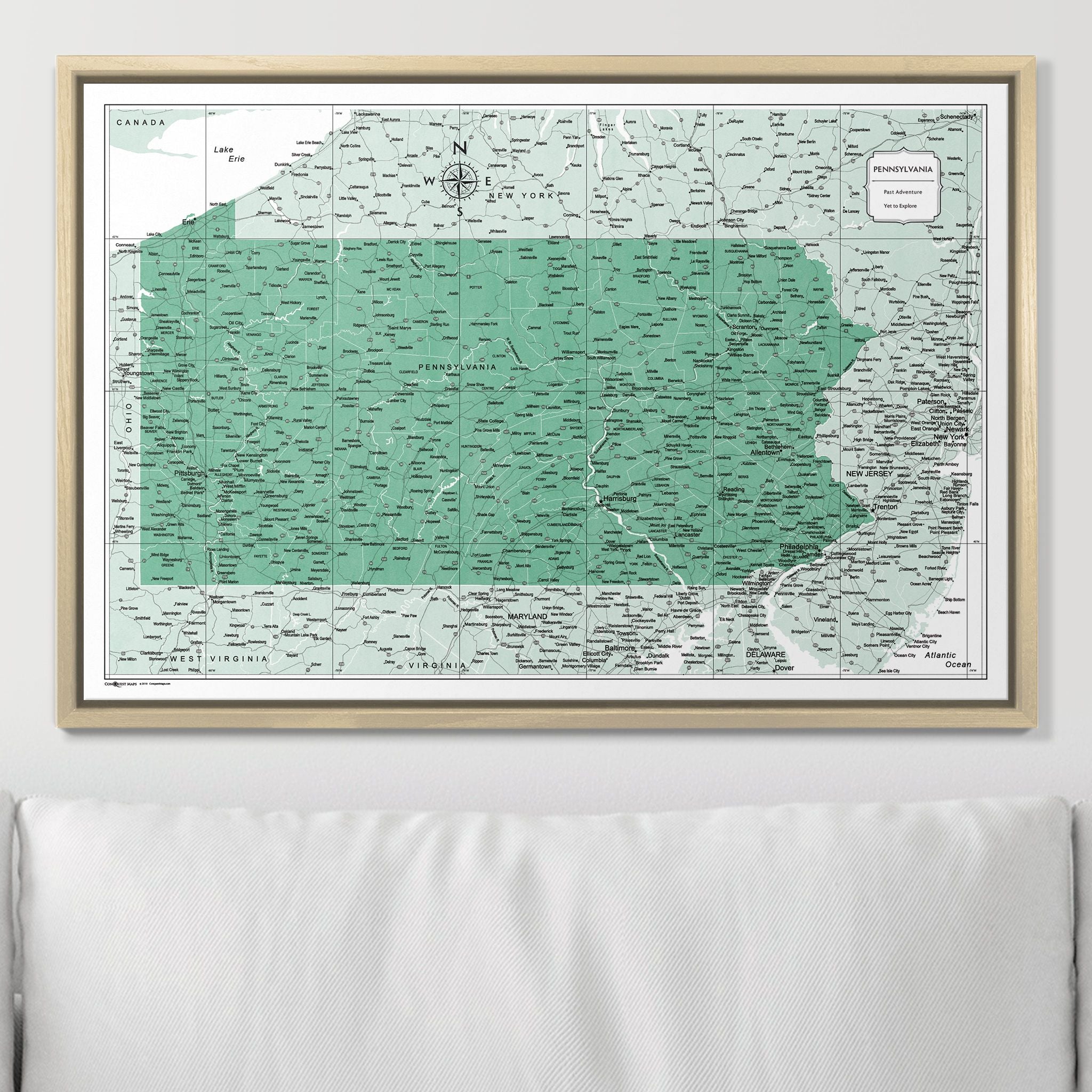 Push Pin Pennsylvania Map (Pin Board) - Green Color Splash CM Pin Board