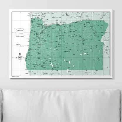 Push Pin Oregon Map (Pin Board) - Green Color Splash CM Pin Board