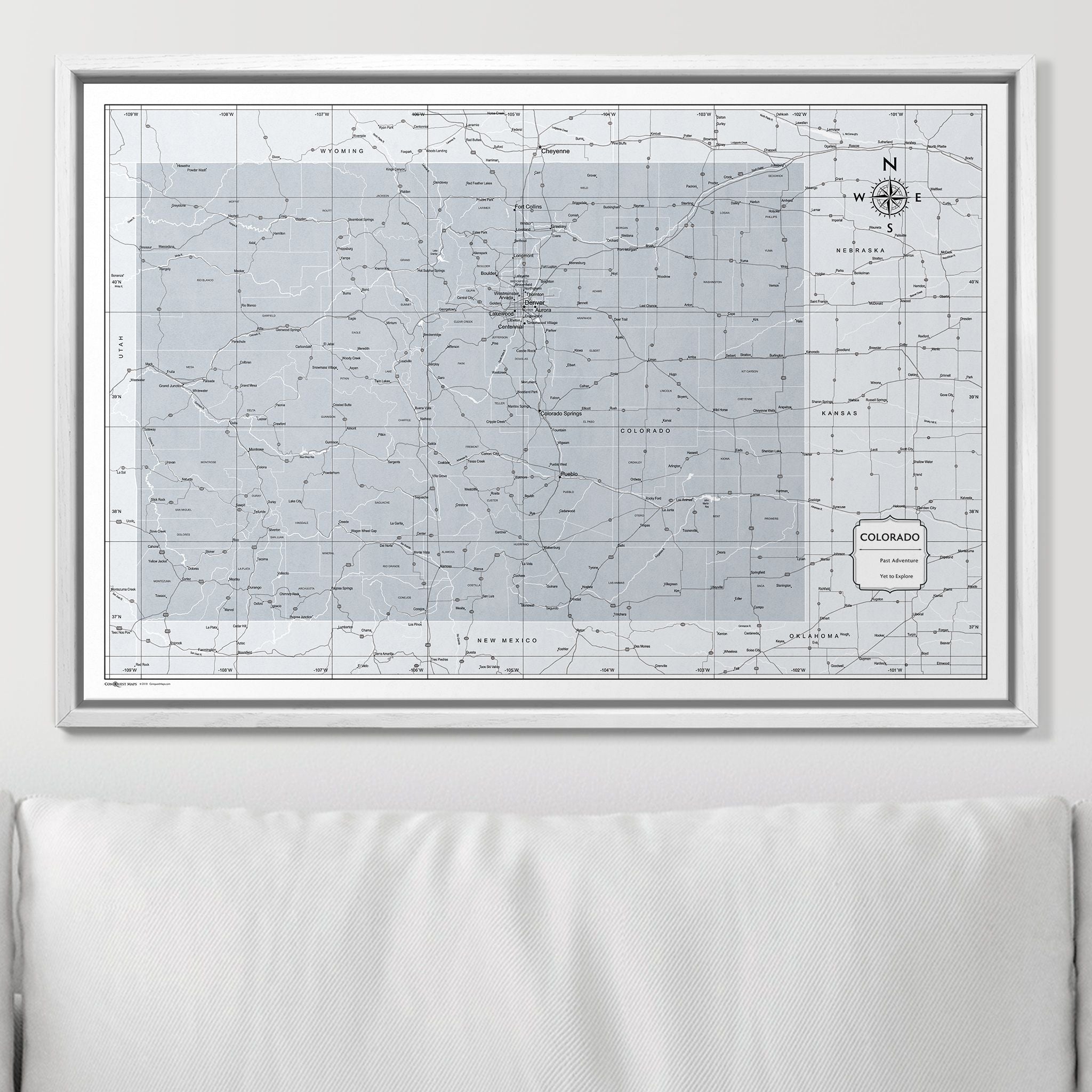 Push Pin Colorado Map (Pin Board) - Light Gray Color Splash CM Pin Board