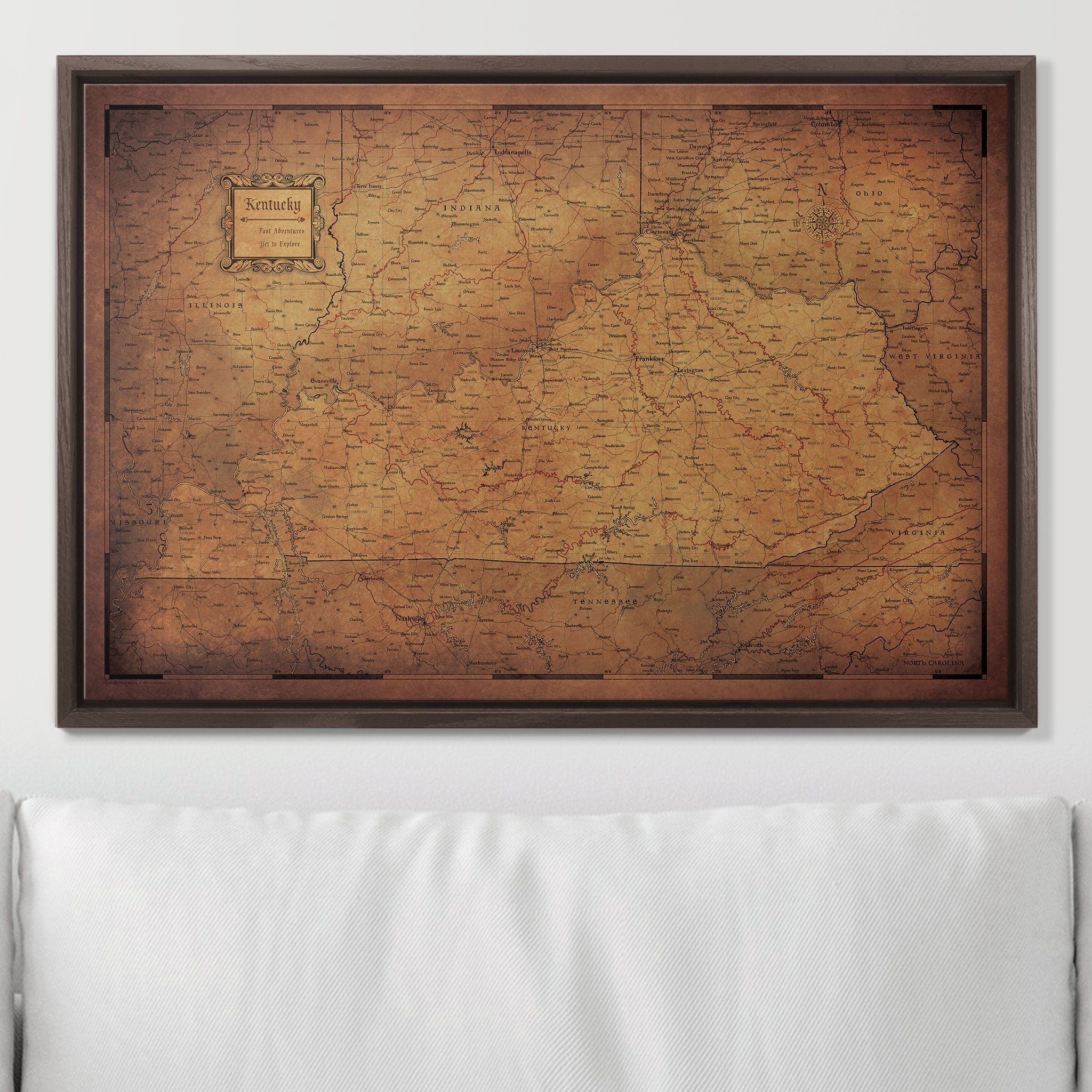 Push Pin Kentucky Map (Pin Board) - Golden Aged CM Pin Board