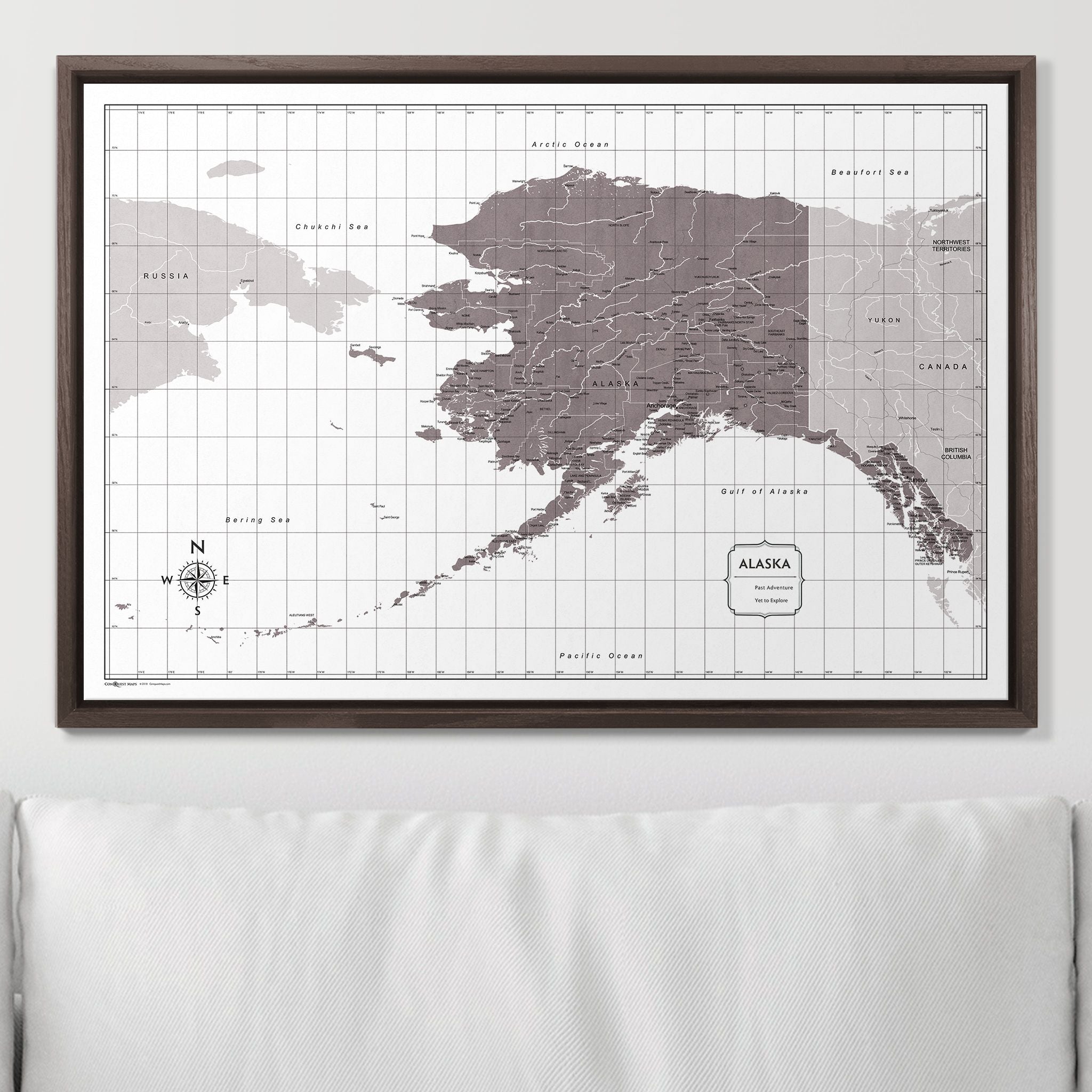 Push Pin Alaska Map (Pin Board) - Dark Brown Color Splash CM Pin Board