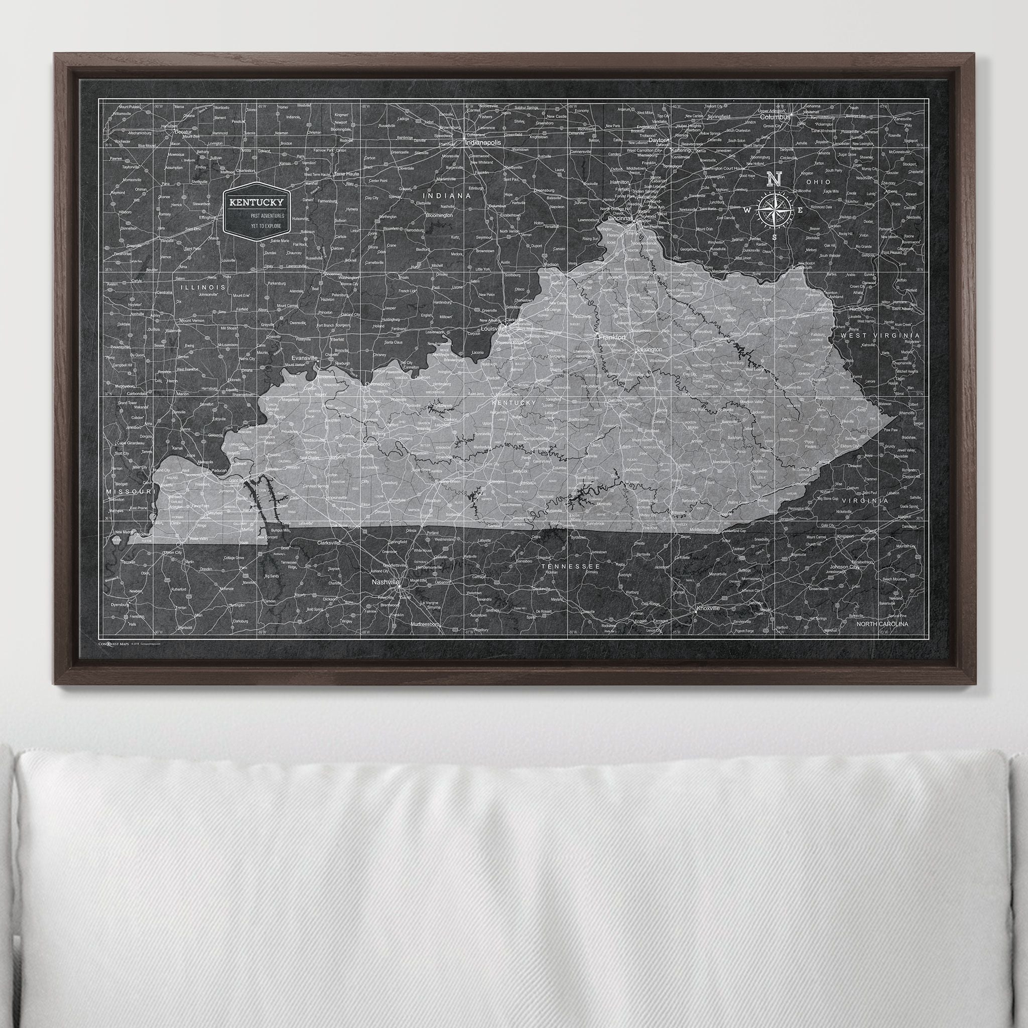 Push Pin Kentucky Map (Pin Board) - Modern Slate CM Pin Board