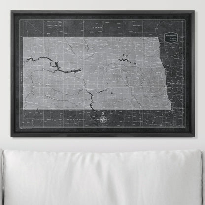 Push Pin North Dakota Map (Pin Board) - Modern Slate CM Pin Board