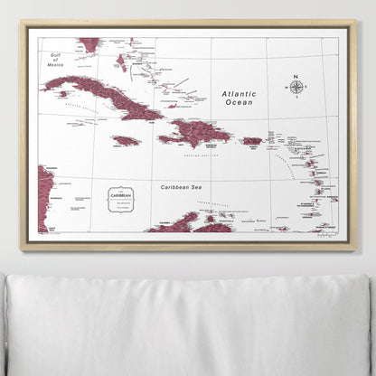 Push Pin Caribbean Map (Pin Board) - Burgundy Color Splash CM Pin Board