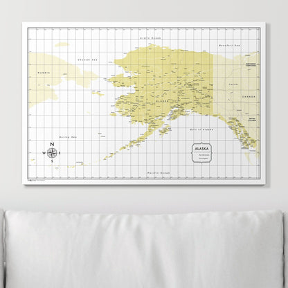 Push Pin Alaska Map (Pin Board) - Yellow Color Splash CM Pin Board