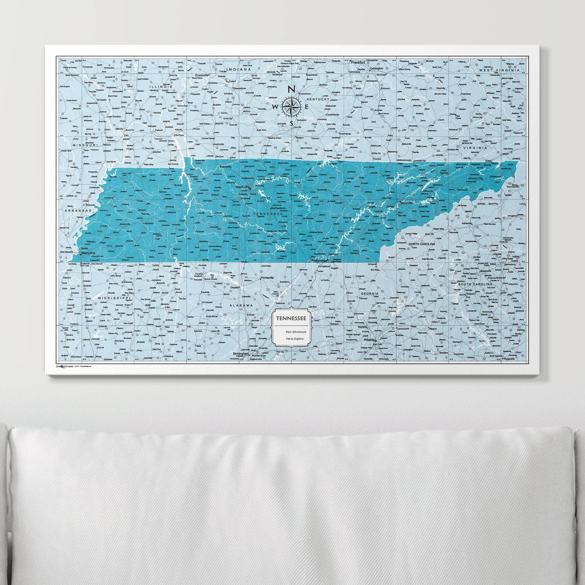 Push Pin Tennessee Map (Pin Board) - Teal Color Splash CM Pin Board