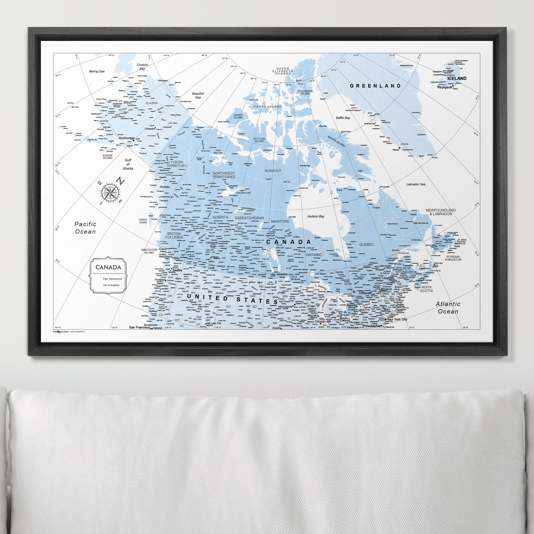 Push Pin Canada Map (Pin Board) - Light Blue Color Splash CM Pin Board