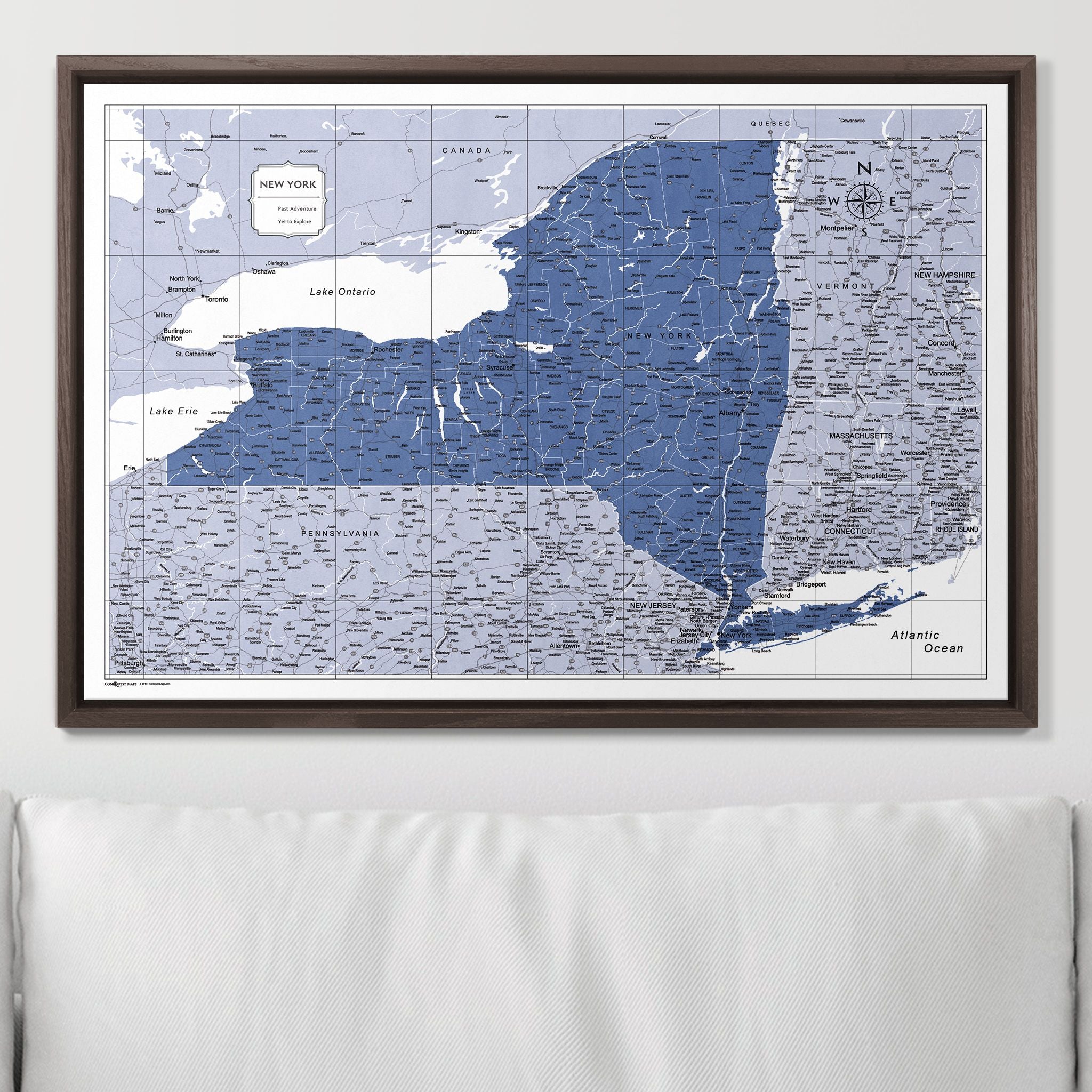 Push Pin New York Map (Pin Board) - Navy Color Splash CM Pin Board