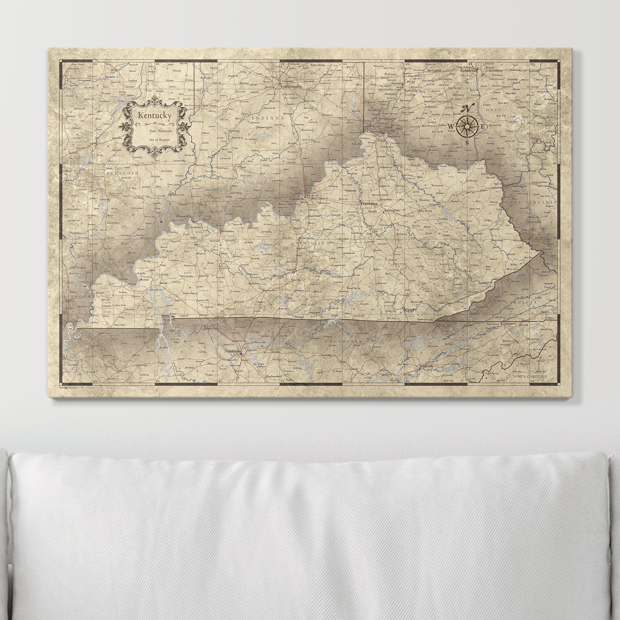 Push Pin Kentucky Map (Pin Board) - Rustic Vintage CM Pin Board