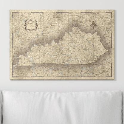 Push Pin Kentucky Map (Pin Board) - Rustic Vintage CM Pin Board