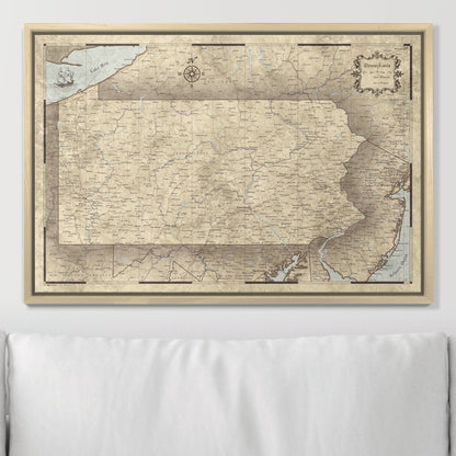 Push Pin Pennsylvania Map (Pin Board) - Rustic Vintage CM Pin Board