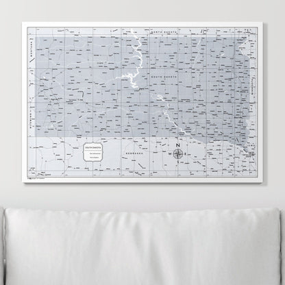 Push Pin South Dakota Map (Pin Board) - Light Gray Color Splash CM Pin Board